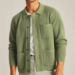 Advbridge Multi Pocket High-density Knitted Shirt For Men Casual Solid Color Long Sleeve Knit Jackets Autumn Fashion Vintage Sweaters
