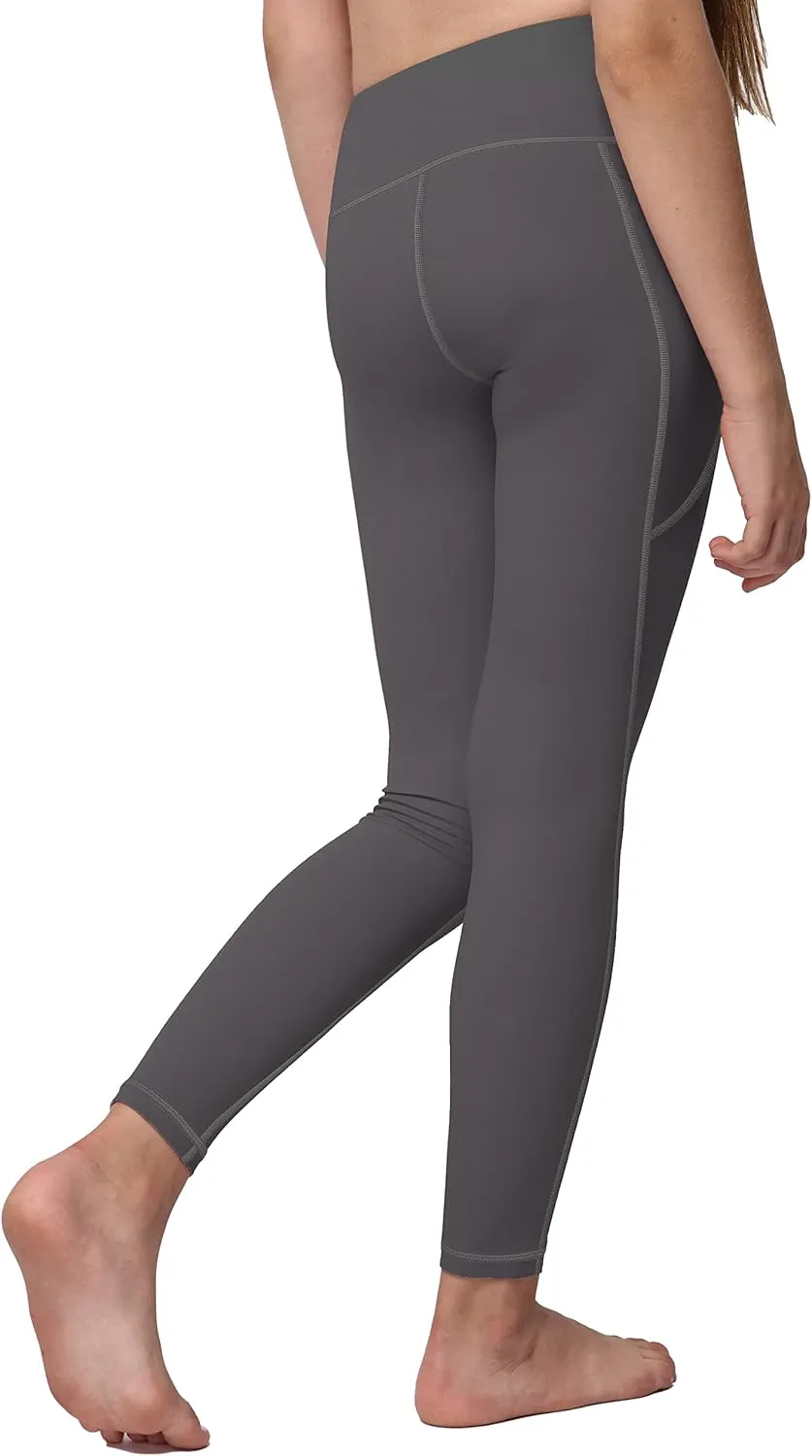 AENLLEY Yoga Active Leggings for Girls with 2 Pockets - Kids Workout Yoga Pants for Athletic (Pack of 2