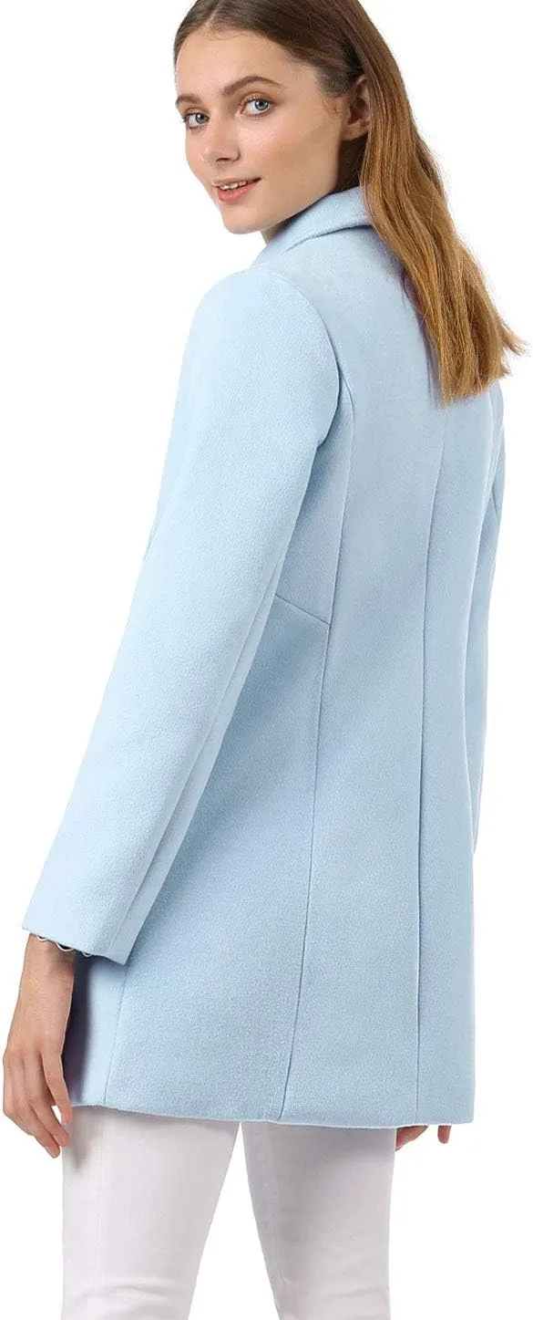 Allegra K Women's Peter Pan Collar Double Breasted Winter Long Trench Pea Coat
