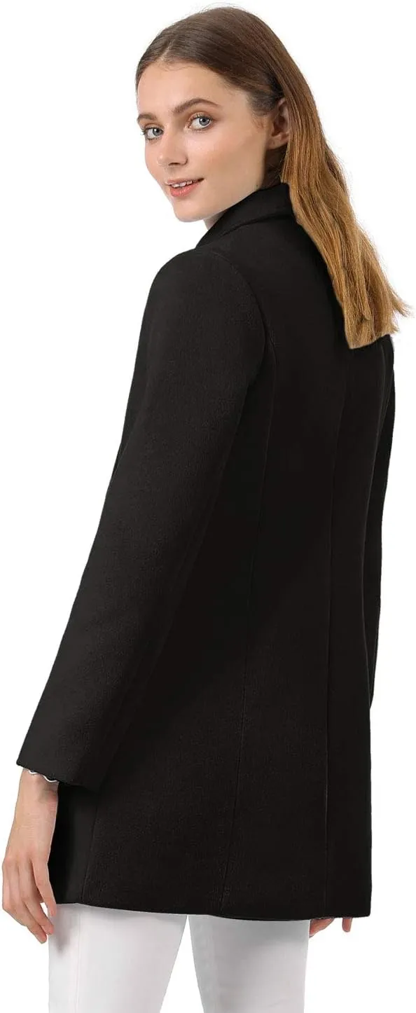 Allegra K Women's Peter Pan Collar Double Breasted Winter Long Trench Pea Coat
