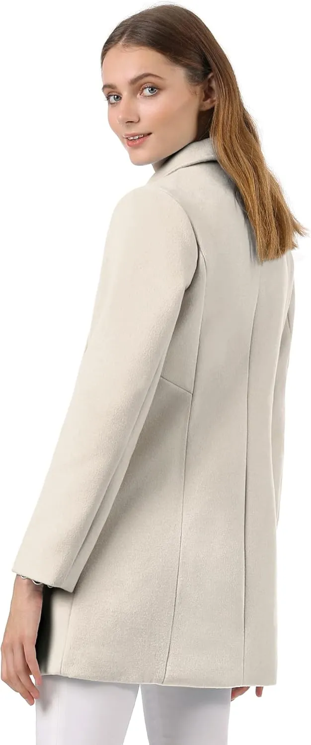 Allegra K Women's Peter Pan Collar Double Breasted Winter Long Trench Pea Coat