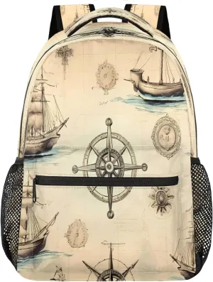 Backpack for Women Men Waterproof Backpack with Laptop Compartment, Lightweight Carry On Backpack for Travel, Work, Picnic, Anchor Compass