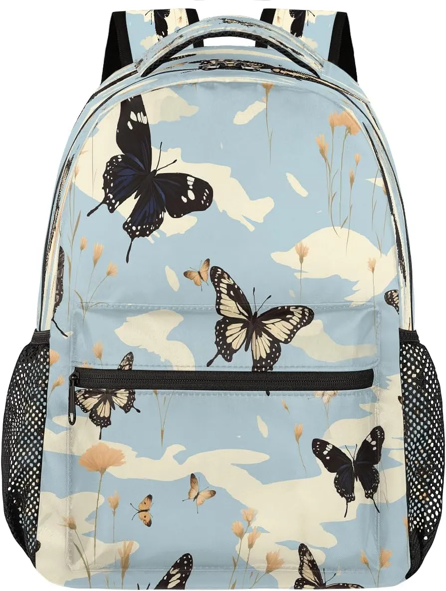 Backpack for Women Men Waterproof Backpack with Laptop Compartment, Lightweight Carry On Backpack for Travel, Work, Picnic, Butterfly Animal Pattern
