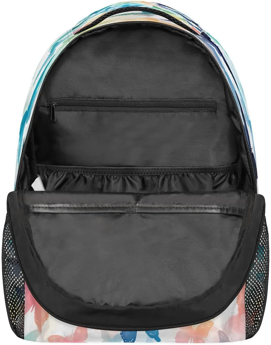 Backpack for Women Men Waterproof Backpack with Laptop Compartment, Lightweight Carry On Backpack for Travel, Work, Picnic, Colorful Butterfly Pattern