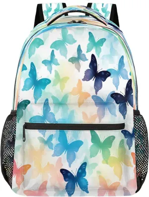 Backpack for Women Men Waterproof Backpack with Laptop Compartment, Lightweight Carry On Backpack for Travel, Work, Picnic, Colorful Butterfly Pattern