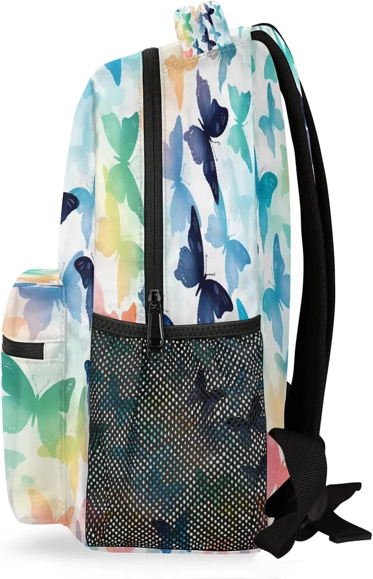 Backpack for Women Men Waterproof Backpack with Laptop Compartment, Lightweight Carry On Backpack for Travel, Work, Picnic, Colorful Butterfly Pattern
