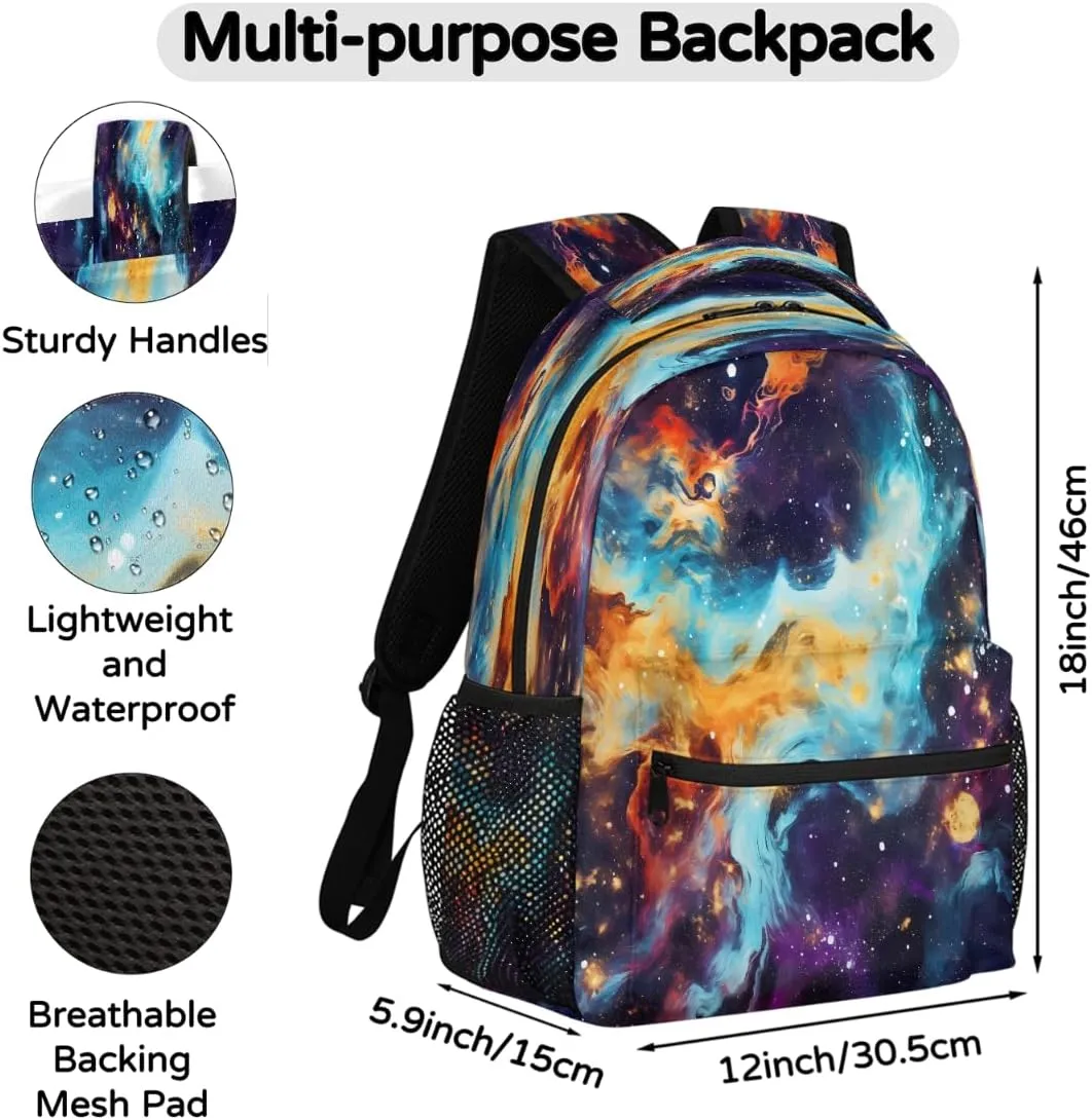 Backpack for Women Men Waterproof Backpack with Laptop Compartment, Lightweight Carry On Backpack for Travel, Work, Picnic, Galaxy Universe