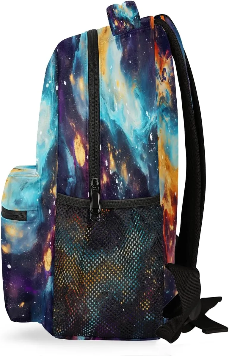 Backpack for Women Men Waterproof Backpack with Laptop Compartment, Lightweight Carry On Backpack for Travel, Work, Picnic, Galaxy Universe
