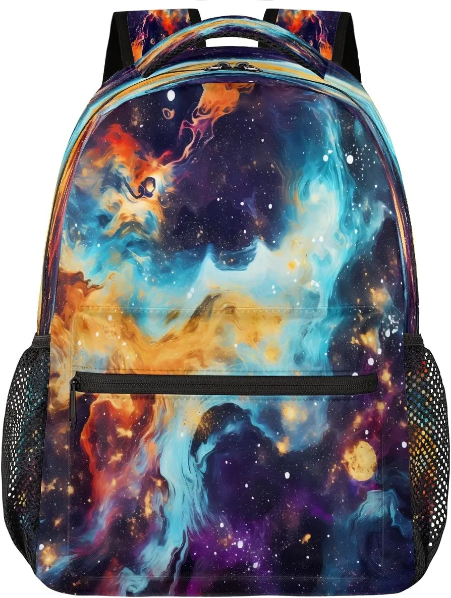 Backpack for Women Men Waterproof Backpack with Laptop Compartment, Lightweight Carry On Backpack for Travel, Work, Picnic, Galaxy Universe