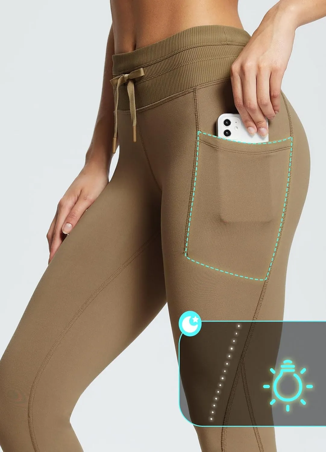 baleaf Women's Fleece Lined High Waisted Leggings Water Resistant Thermal Warm Winter Tights Ski Hiking Pants with Pockets