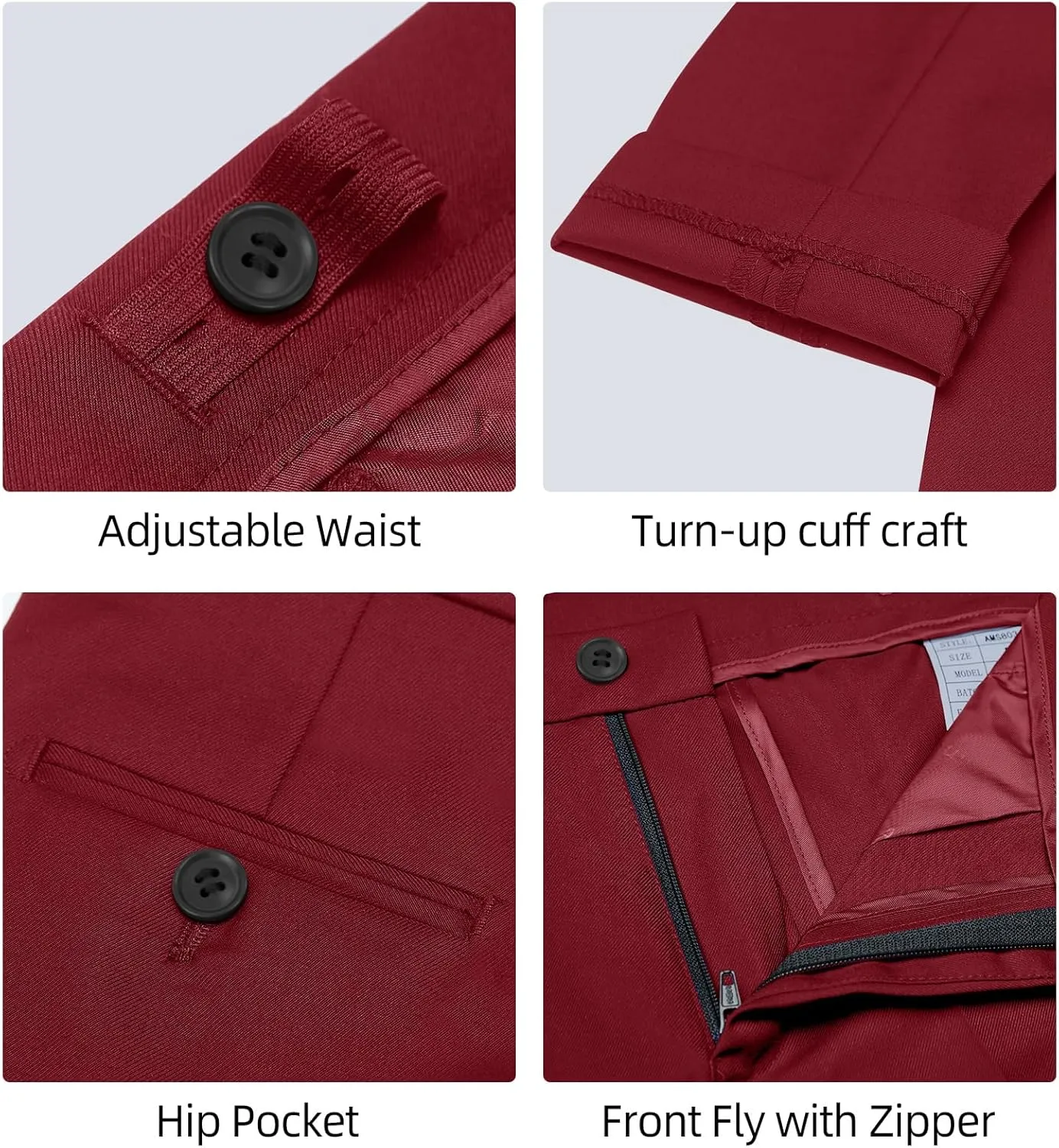 Boys' 6-Piece Formal Slim Fit Suit Set, Vest, Pants, Dress Shirt, Tie, Pocket Square, and Bow Tie