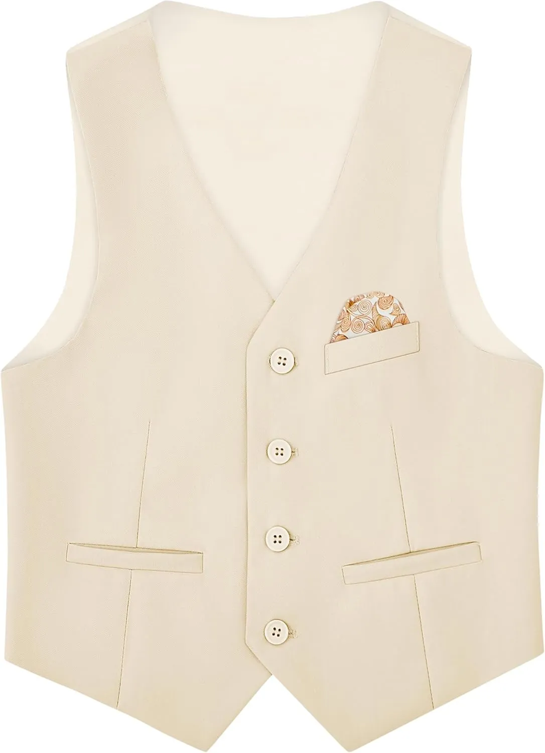 Boys' 6-Piece Formal Slim Fit Suit Set, Vest, Pants, Dress Shirt, Tie, Pocket Square, and Bow Tie