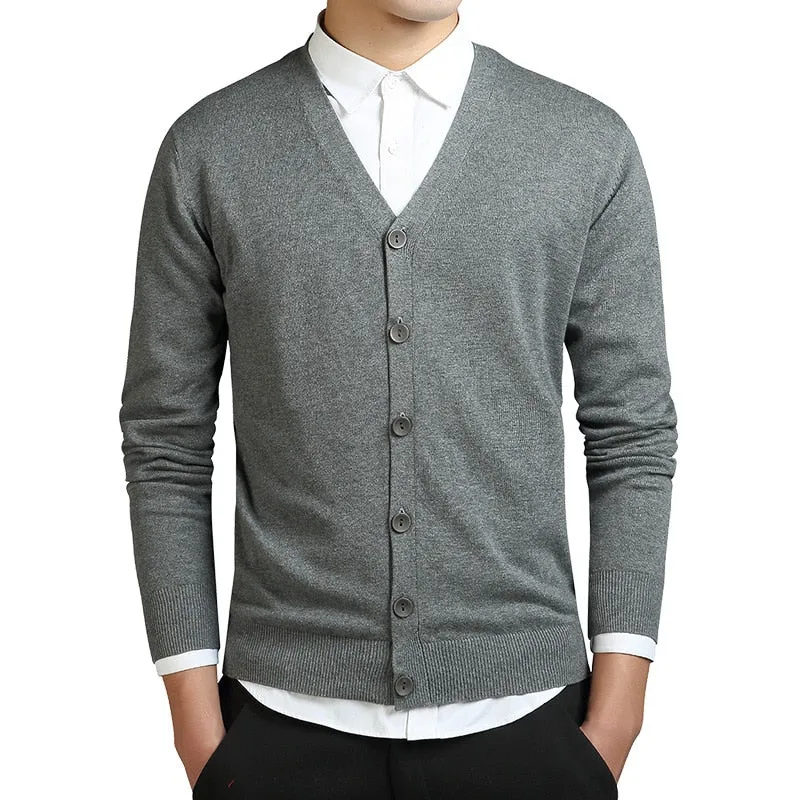 Cardigans Men Cotton Sweater Long Sleeve Mens V-Neck Sweaters