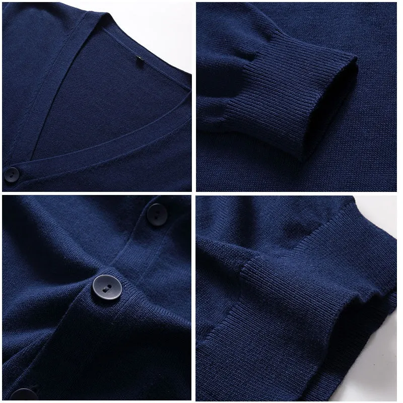 Cardigans Men Cotton Sweater Long Sleeve Mens V-Neck Sweaters