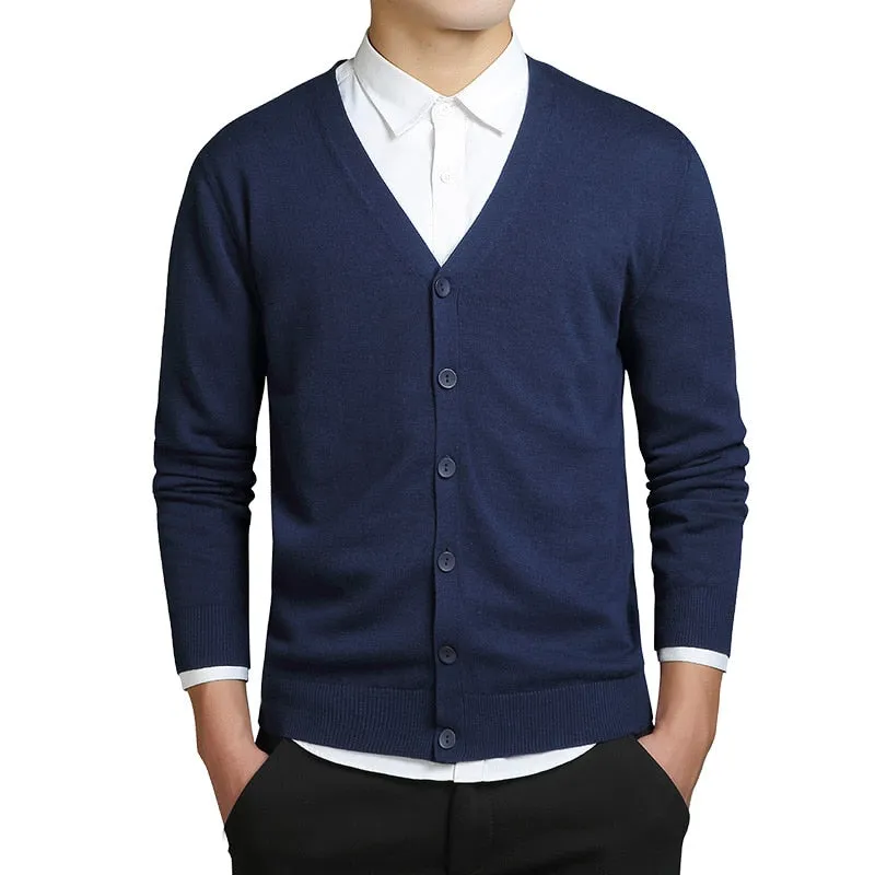 Cardigans Men Cotton Sweater Long Sleeve Mens V-Neck Sweaters