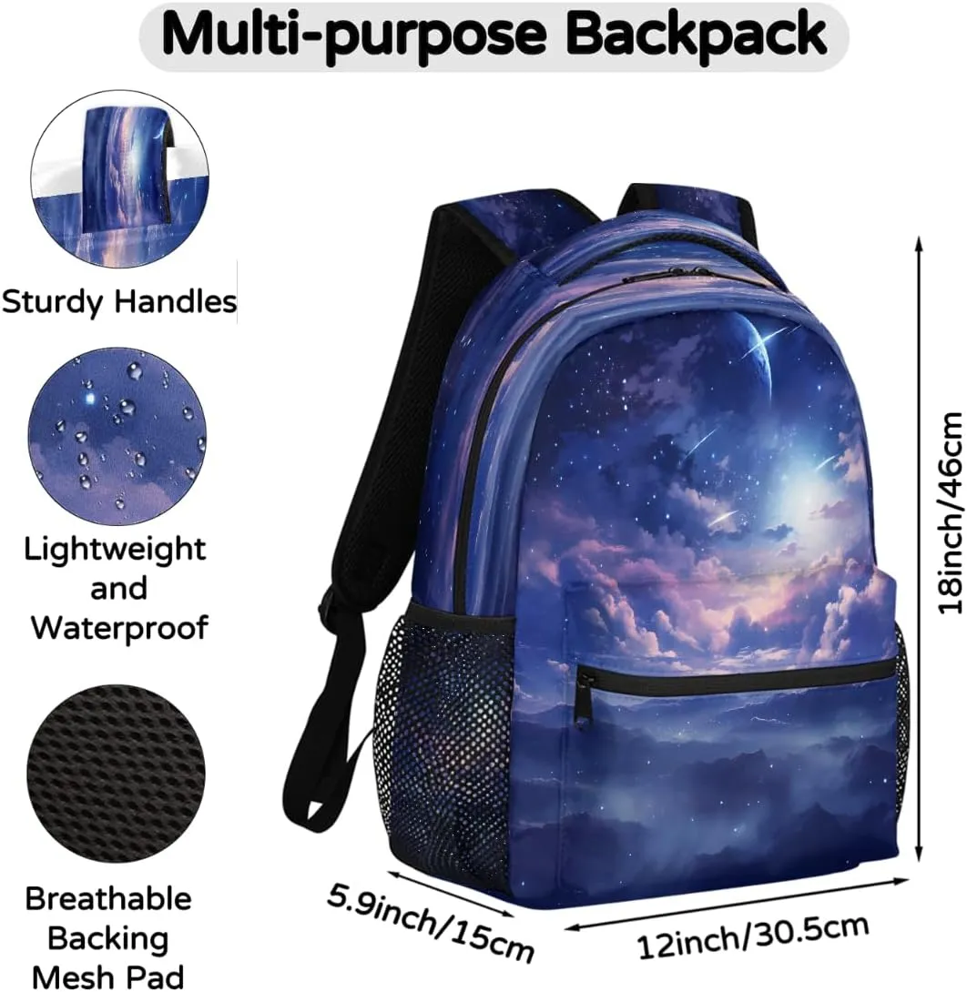 Cosmic Starry Sky Travel Backpack, Large 16 Inch Laptop Bookbag Lightweight Carry-On Bag for Business Travel & Hiking