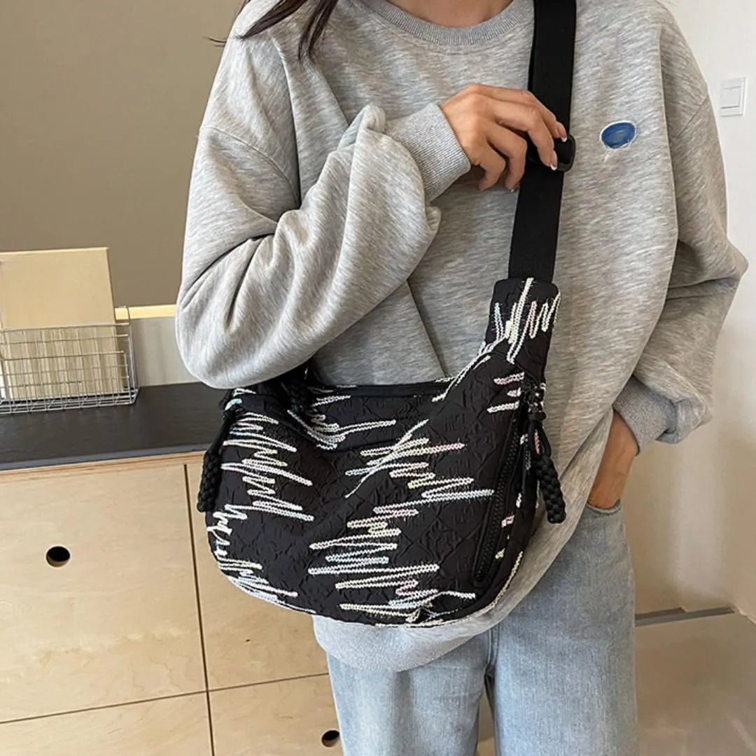 Crescent Crossbody Bags for Women Nylon Dumpling Bag Hobo Bag Slouchy Shoulder Bag Moon Bag Nylon Crescent Bag