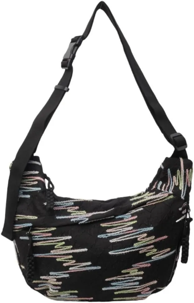Crescent Crossbody Bags for Women Nylon Dumpling Bag Hobo Bag Slouchy Shoulder Bag Moon Bag Nylon Crescent Bag