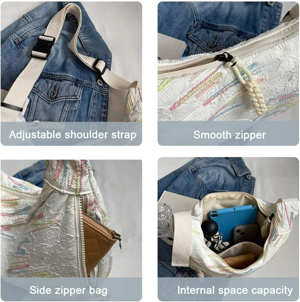 Crescent Crossbody Bags for Women Nylon Dumpling Bag Hobo Bag Slouchy Shoulder Bag Moon Bag Nylon Crescent Bag