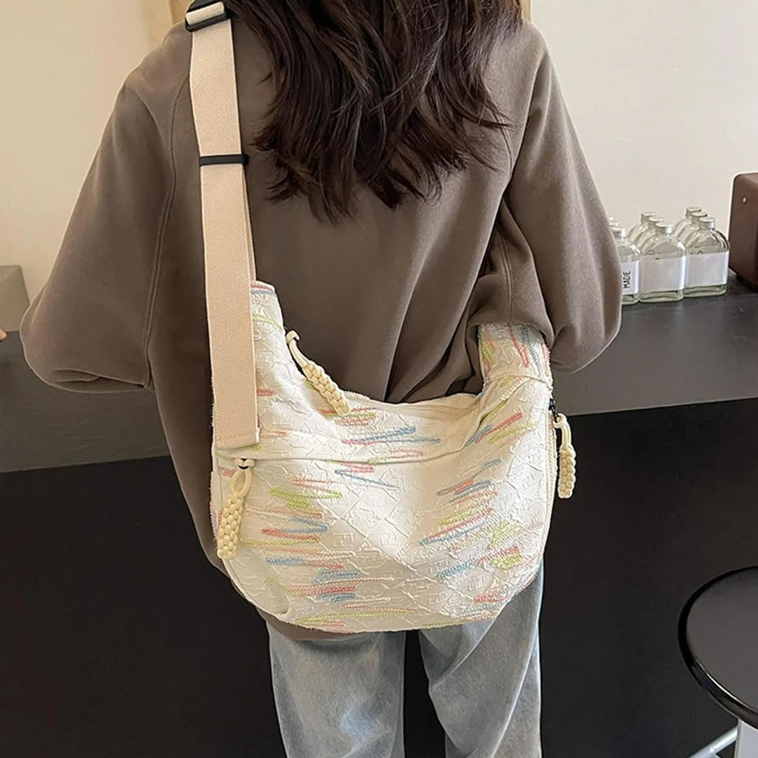 Crescent Crossbody Bags for Women Nylon Dumpling Bag Hobo Bag Slouchy Shoulder Bag Moon Bag Nylon Crescent Bag