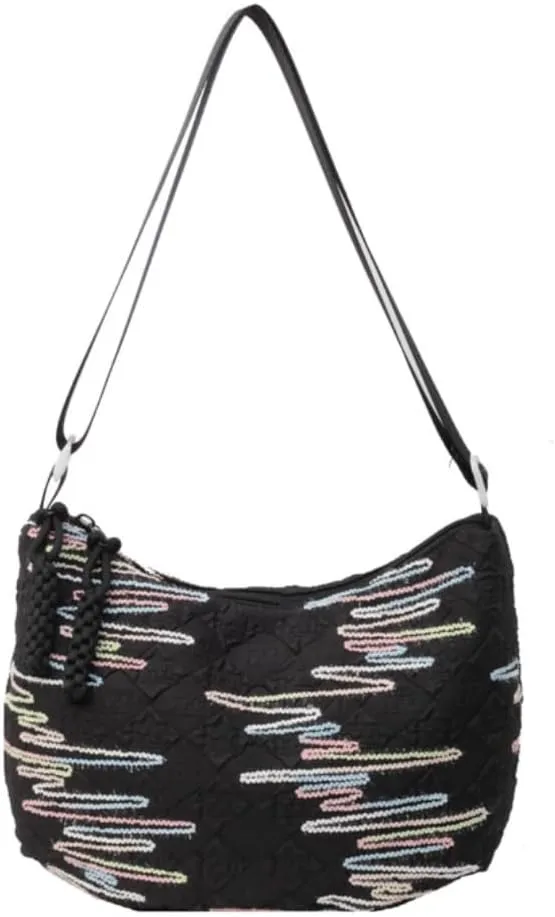 Crescent Crossbody Bags for Women Nylon Dumpling Bag Hobo Bag Slouchy Shoulder Bag Moon Bag Nylon Crescent Bag