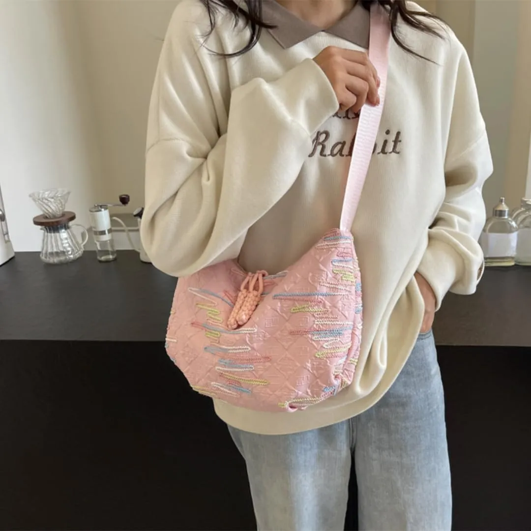 Crescent Crossbody Bags for Women Nylon Dumpling Bag Hobo Bag Slouchy Shoulder Bag Moon Bag Nylon Crescent Bag