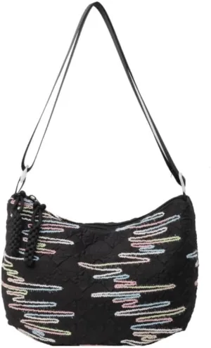 Crescent Crossbody Bags for Women Nylon Dumpling Bag Hobo Bag Slouchy Shoulder Bag Moon Bag Nylon Crescent Bag