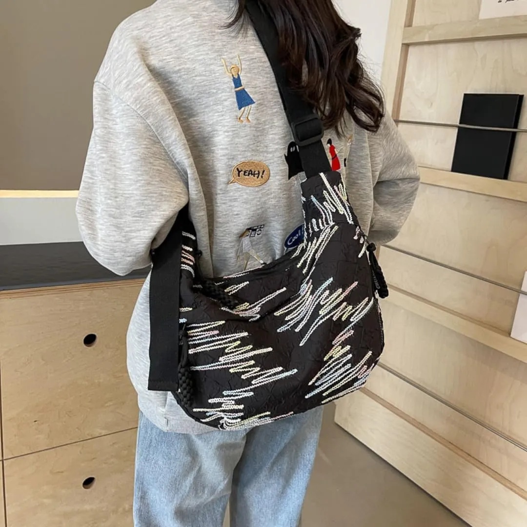 Crescent Crossbody Bags for Women Nylon Dumpling Bag Hobo Bag Slouchy Shoulder Bag Moon Bag Nylon Crescent Bag