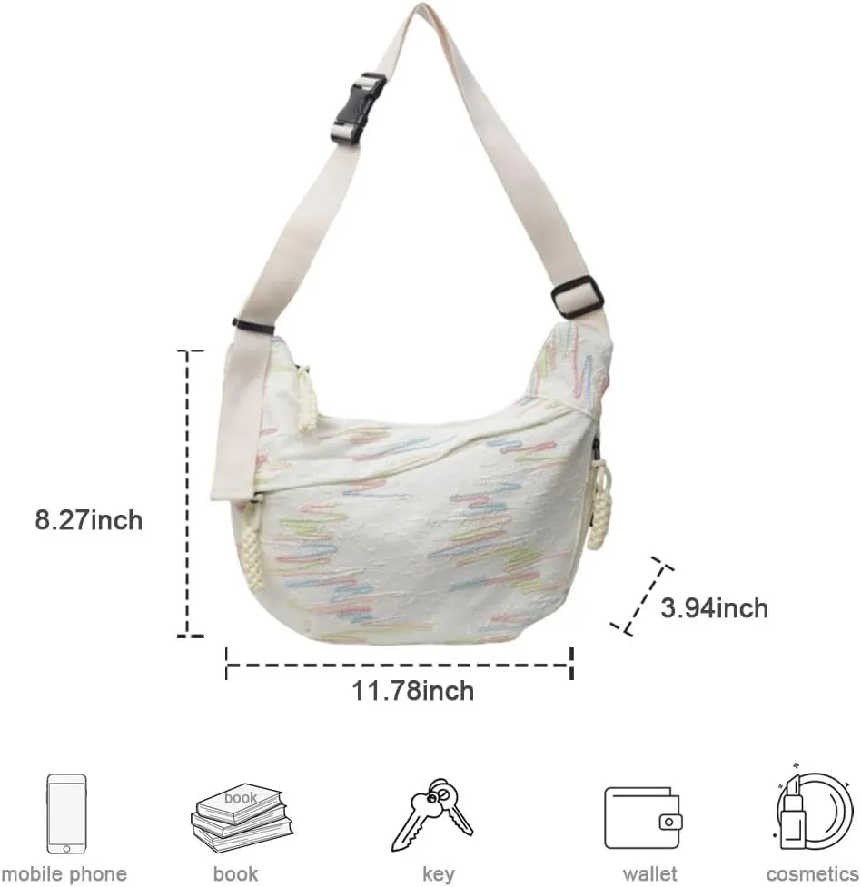 Crescent Crossbody Bags for Women Nylon Dumpling Bag Hobo Bag Slouchy Shoulder Bag Moon Bag Nylon Crescent Bag