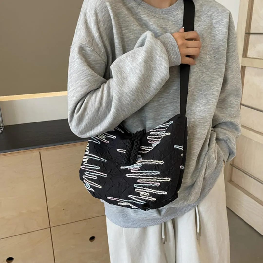 Crescent Crossbody Bags for Women Nylon Dumpling Bag Hobo Bag Slouchy Shoulder Bag Moon Bag Nylon Crescent Bag