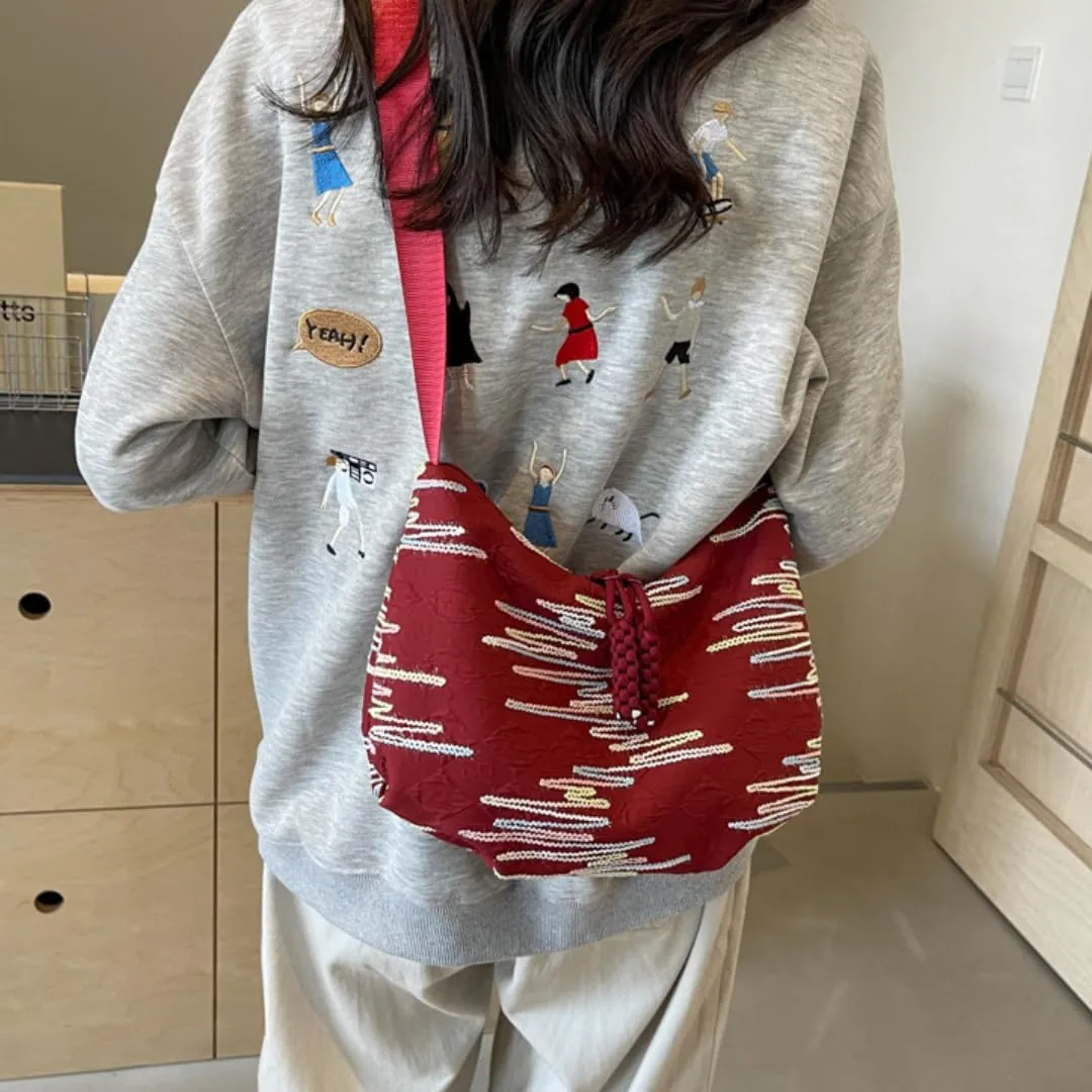 Crescent Crossbody Bags for Women Nylon Dumpling Bag Hobo Bag Slouchy Shoulder Bag Moon Bag Nylon Crescent Bag