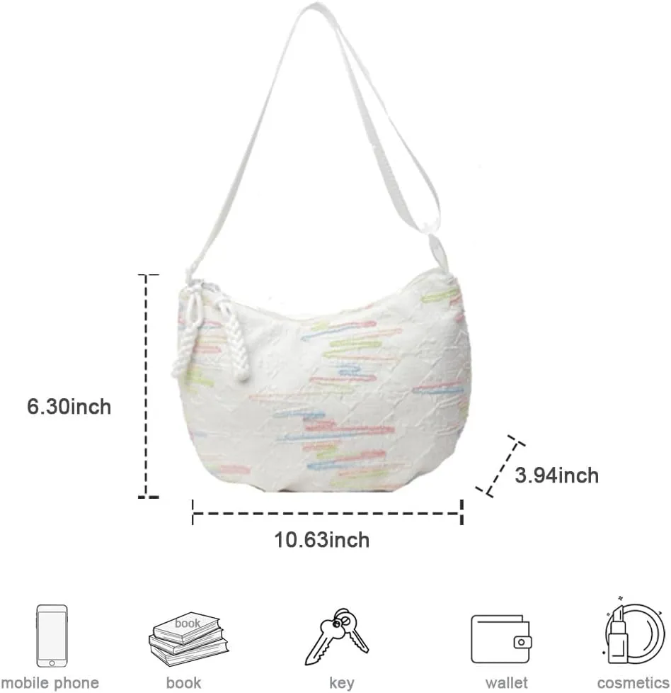 Crescent Crossbody Bags for Women Nylon Dumpling Bag Hobo Bag Slouchy Shoulder Bag Moon Bag Nylon Crescent Bag