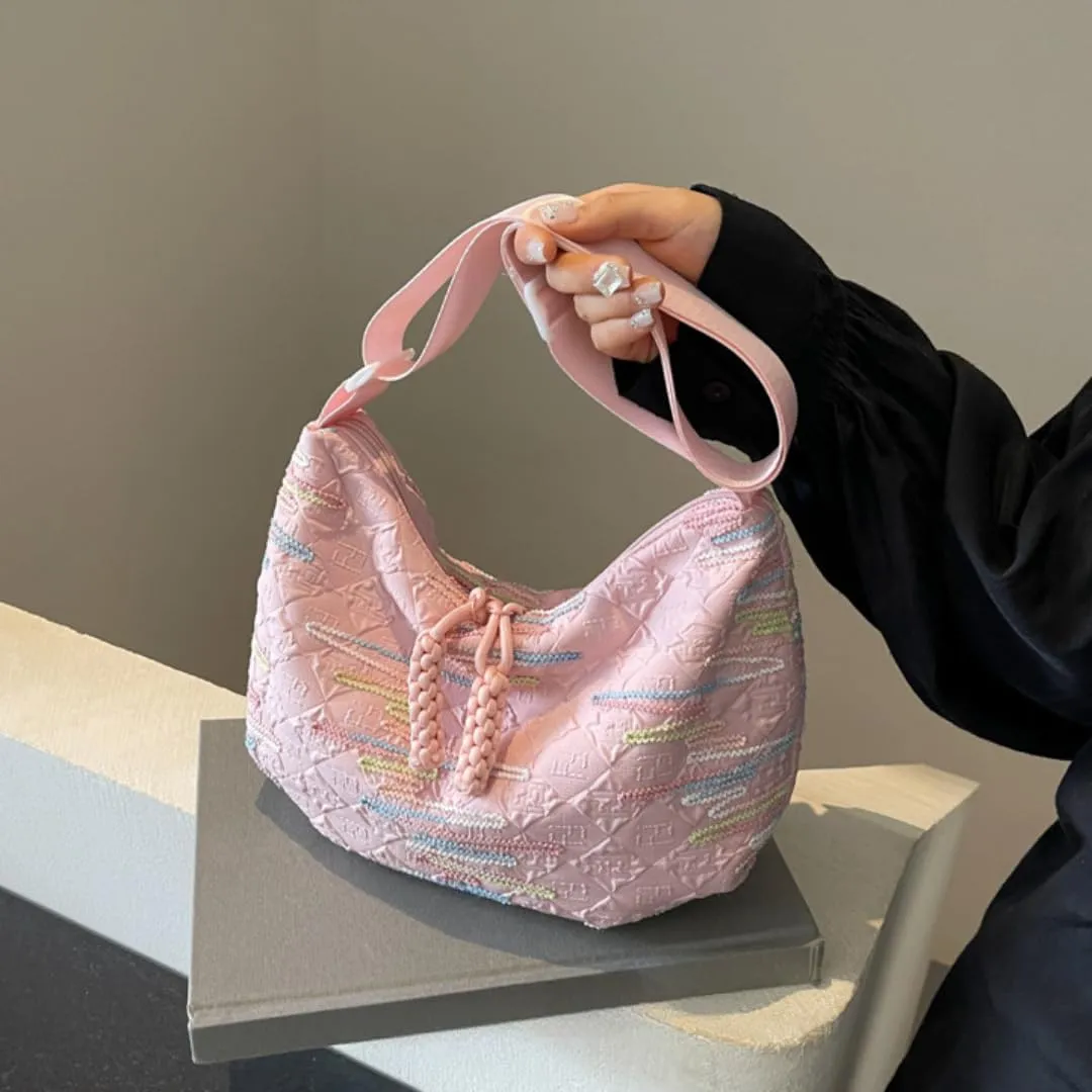 Crescent Crossbody Bags for Women Nylon Dumpling Bag Hobo Bag Slouchy Shoulder Bag Moon Bag Nylon Crescent Bag