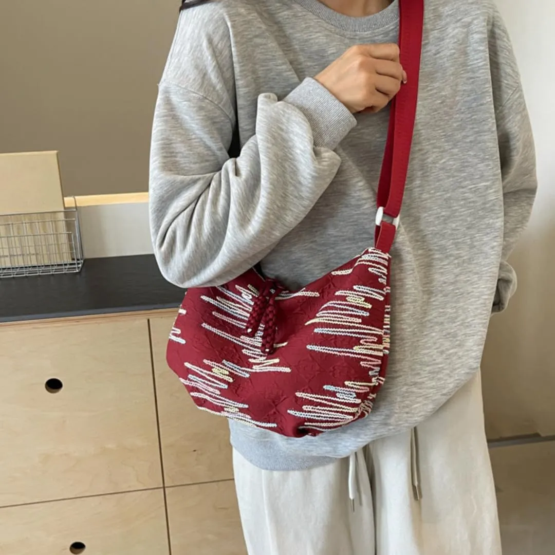 Crescent Crossbody Bags for Women Nylon Dumpling Bag Hobo Bag Slouchy Shoulder Bag Moon Bag Nylon Crescent Bag