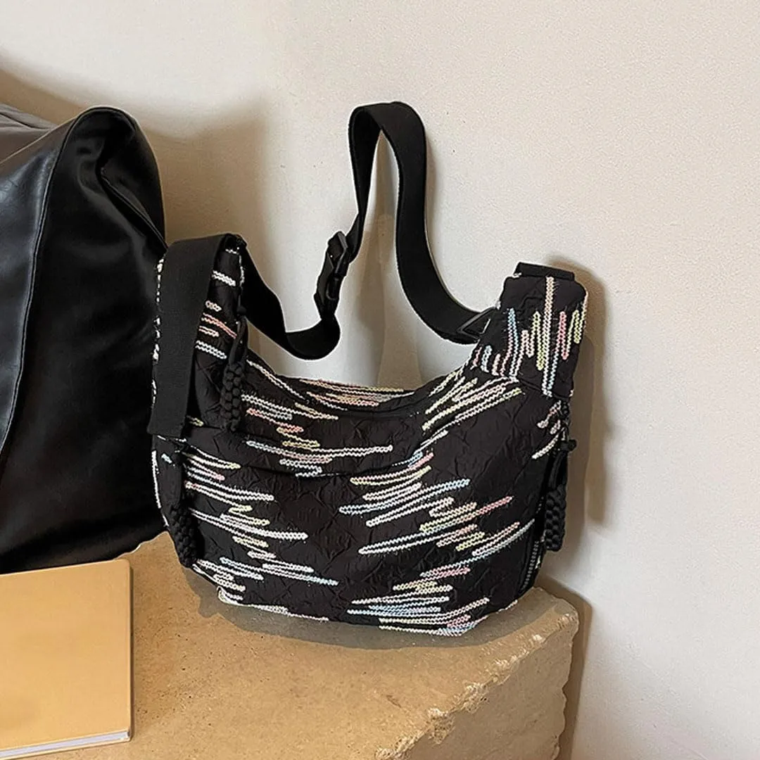 Crescent Crossbody Bags for Women Nylon Dumpling Bag Hobo Bag Slouchy Shoulder Bag Moon Bag Nylon Crescent Bag