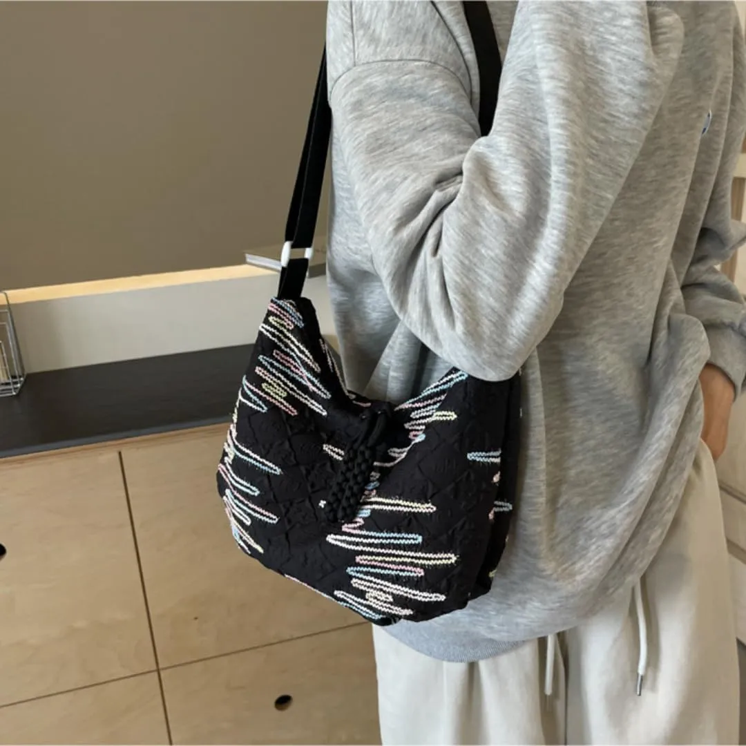Crescent Crossbody Bags for Women Nylon Dumpling Bag Hobo Bag Slouchy Shoulder Bag Moon Bag Nylon Crescent Bag