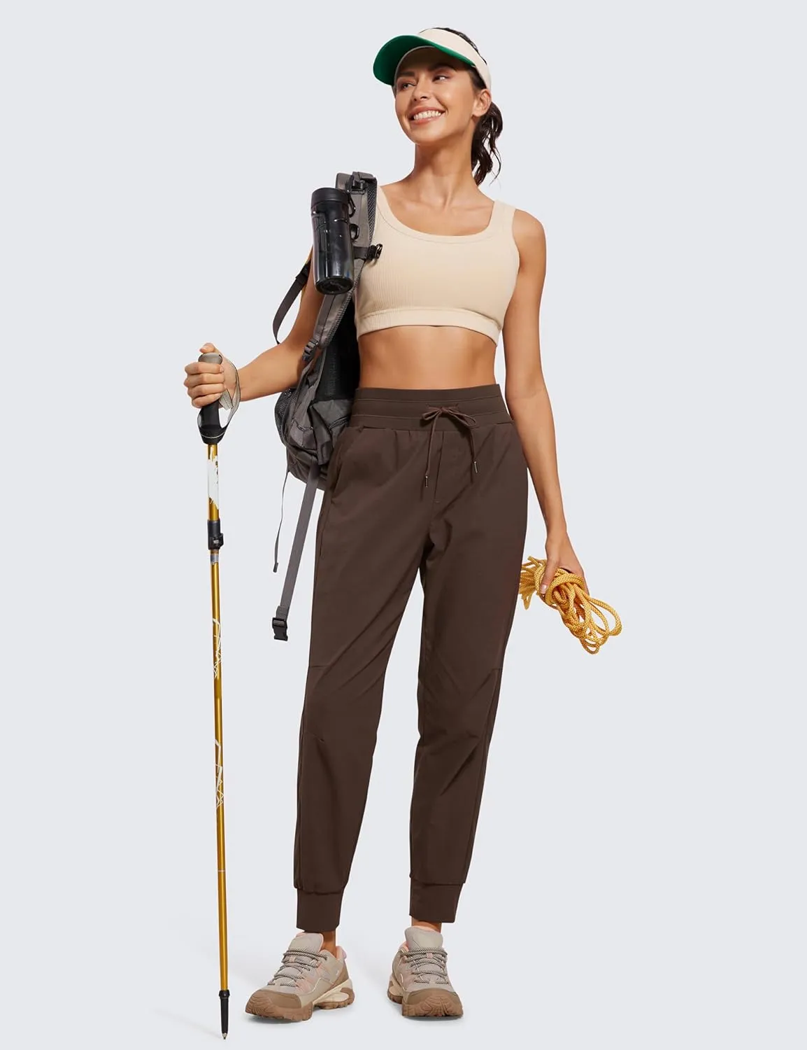 CRZ YOGA Athletic High Waisted Joggers for Women 27.5" - Lightweight Workout Travel Casual Outdoor Hiking Pants with Pockets