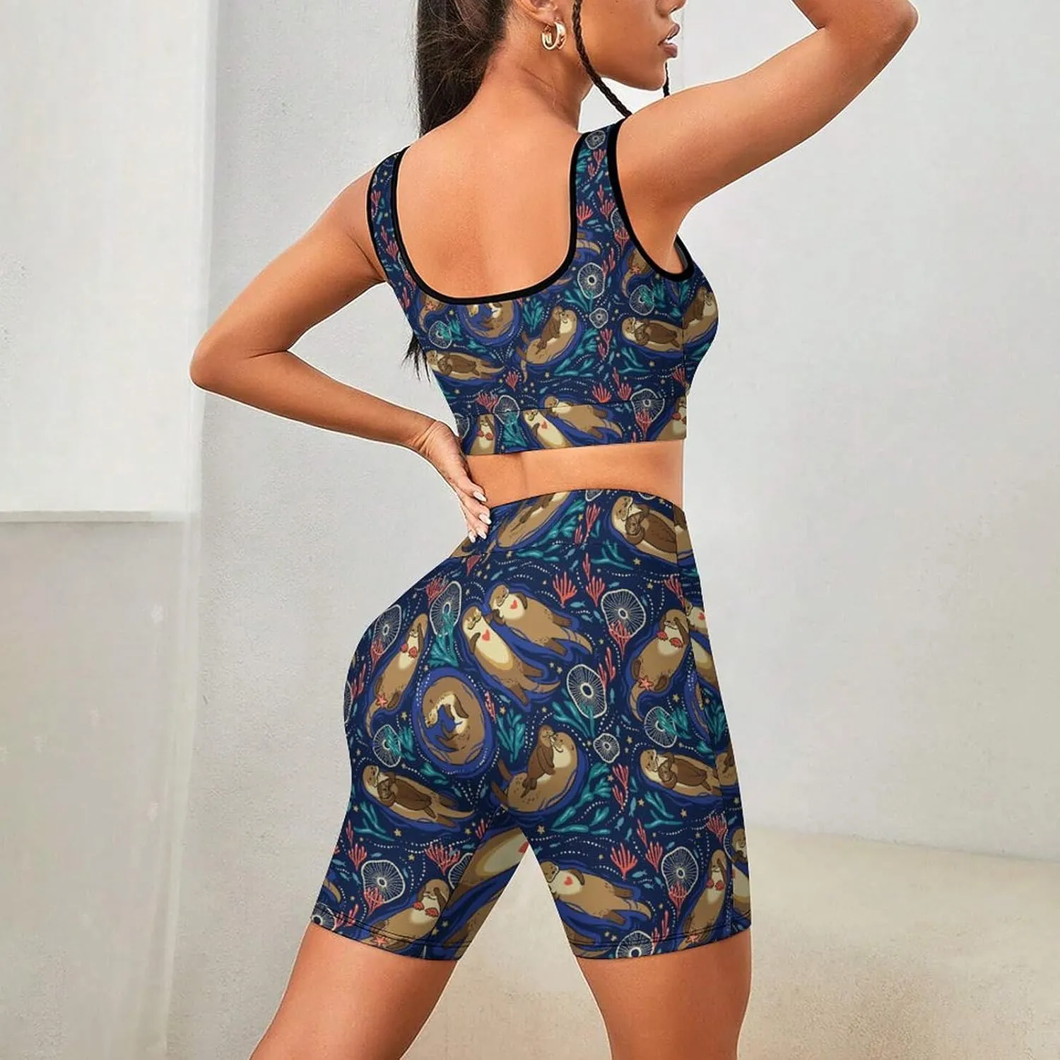 Cute Otters in The Sea Wearable Crop Top Casual for Women Spring Summer Party Clothes