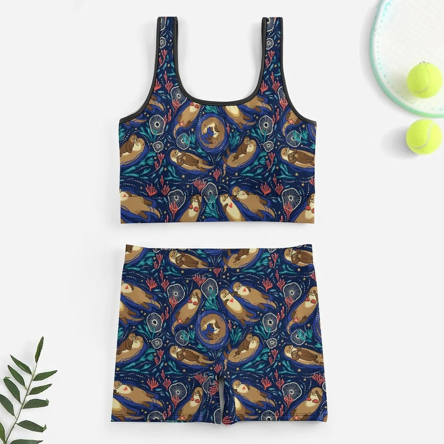 Cute Otters in The Sea Wearable Crop Top Casual for Women Spring Summer Party Clothes