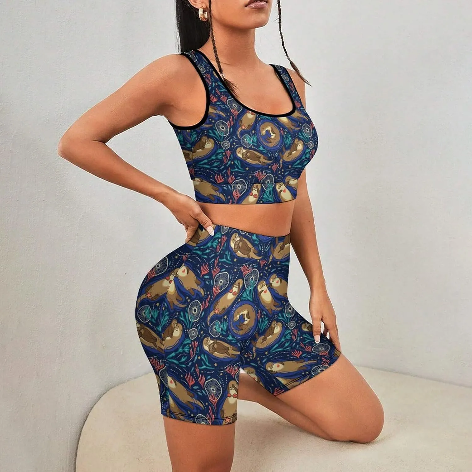 Cute Otters in The Sea Wearable Crop Top Casual for Women Spring Summer Party Clothes