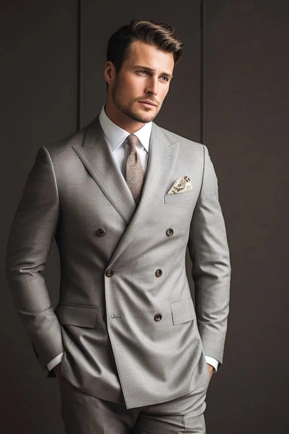 Double Breasted Suits for Men 2 Piece Slim Fit Suit Wedding Suit Prom Double Breasted Blazer Pants Suit