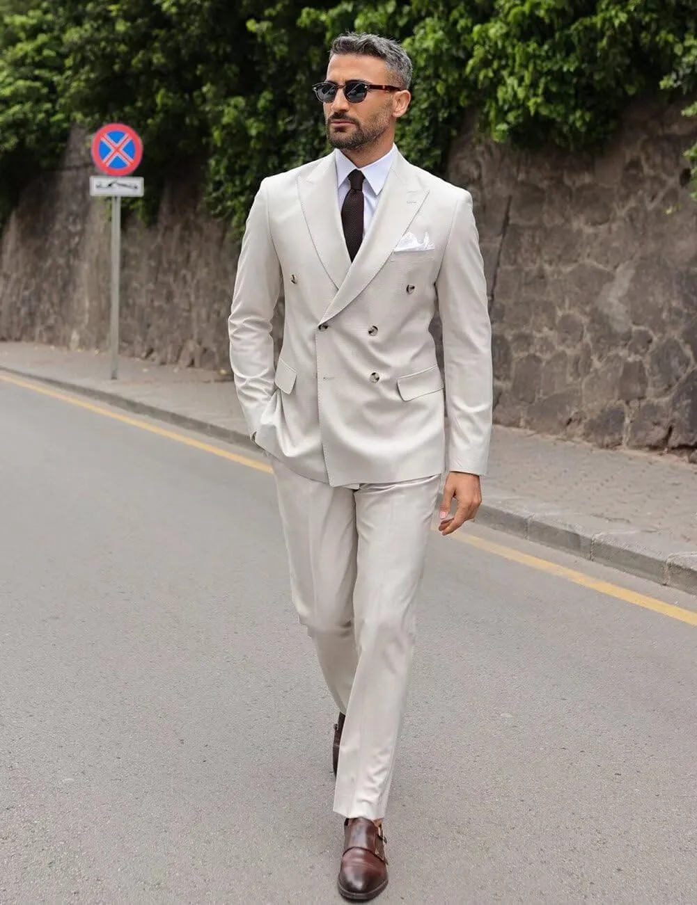 Double Breasted Suits for Men 2 Piece Slim Fit Suit Wedding Suit Prom Double Breasted Blazer Pants Suit