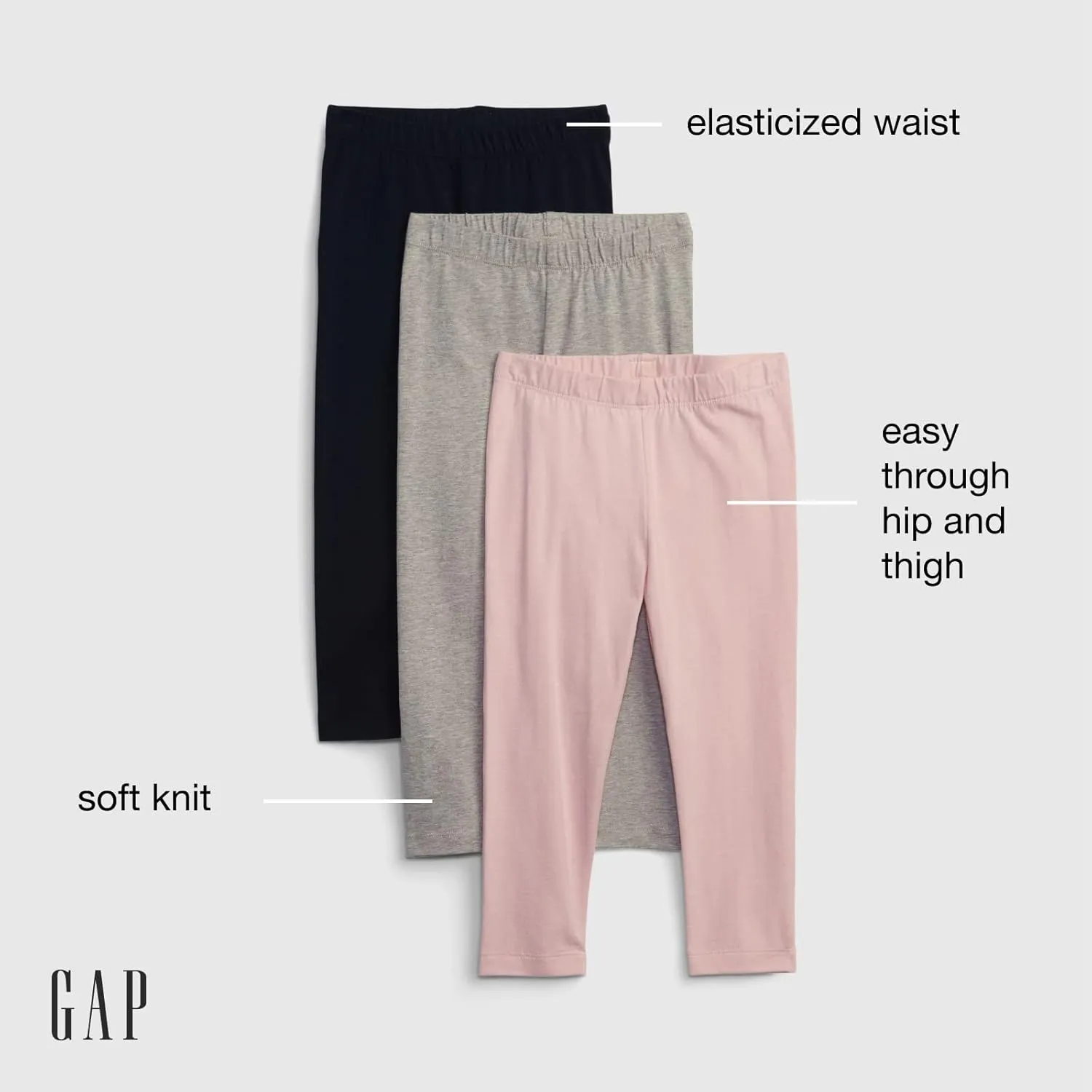 GAP Baby Girls' 3-Pack Playtime Favorites Basic Legging
