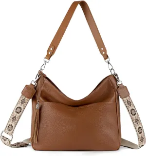 Genuine Leather Purse for Women, Soft Leather Crossbody Hobo Bag with 2 Removable Straps Womens Purses and Handbags