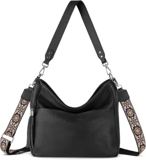 Genuine Leather Purse for Women, Soft Leather Crossbody Hobo Bag with 2 Removable Straps Womens Purses and Handbags