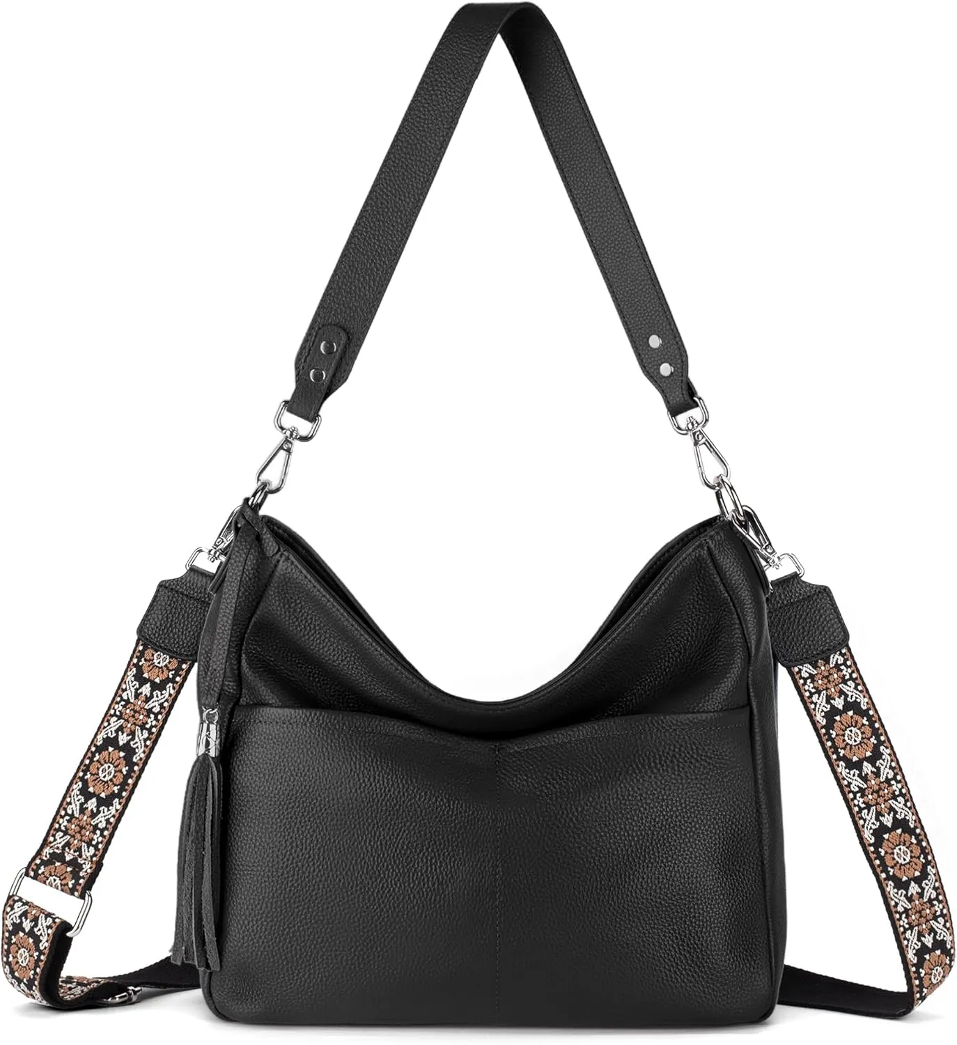 Genuine Leather Purse for Women, Soft Leather Crossbody Hobo Bag with 2 Removable Straps Womens Purses and Handbags