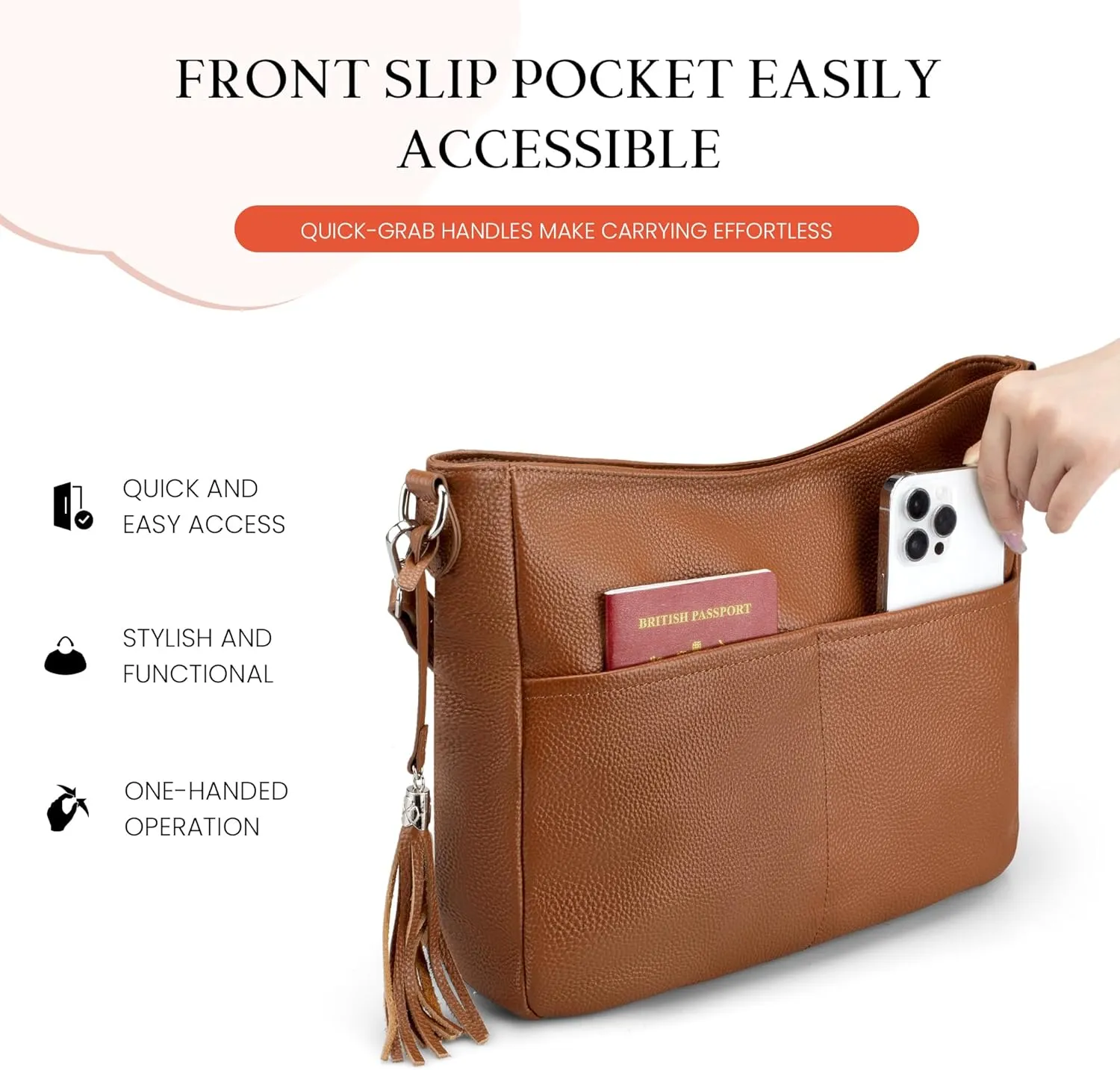 Genuine Leather Purse for Women, Soft Leather Crossbody Hobo Bag with 2 Removable Straps Womens Purses and Handbags