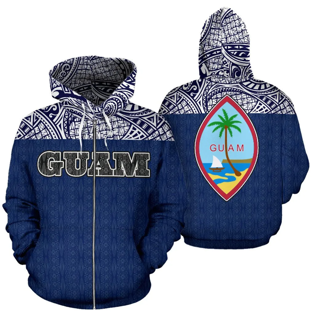Guam Polynesian All Over Zip-Up Hoodie - Bn09