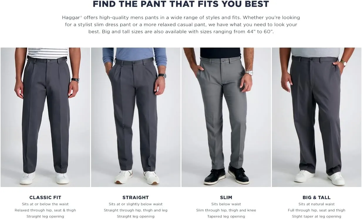 Haggar Men's Work to Weekend Hidden Expandable Waist No Iron Flat Front Pant