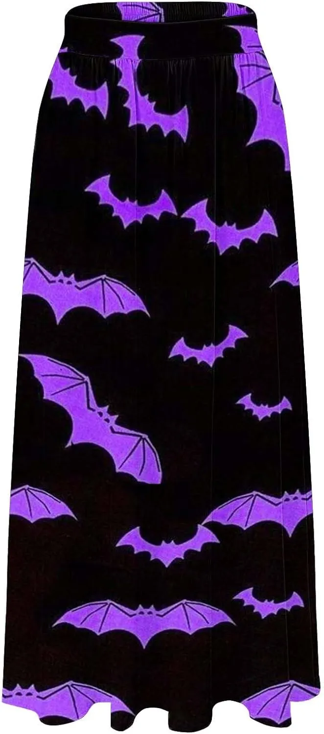 Halloween Skirts for Women Waist Party Beach Pocket Long Maxi Skirt Womens Tulle Skirt Black Tutu Skirt Black Skirt